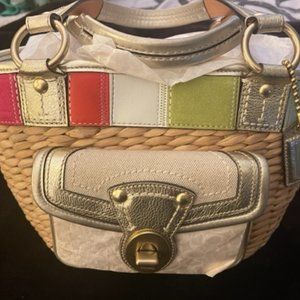 COACH multicolor "bowl" leather / straw bag